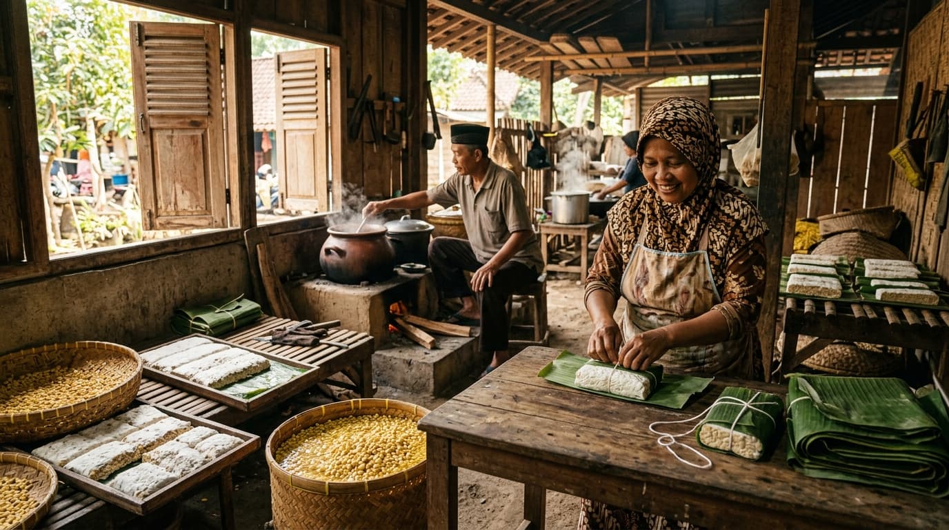 Aktivitas produksi tempe di rumah produksi Kampung Tempe Gempeng